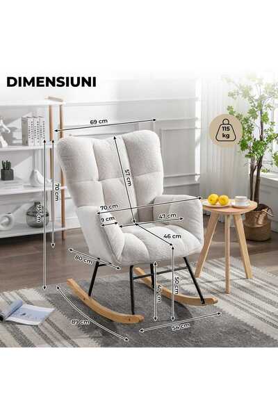 Elindor ® Rocking Chair with Soft Cushion and High Back, Fluffy, Supports 115kg
