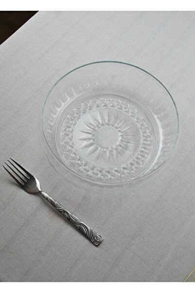 Qualitev Handmade Medium Size Glass Salad Bowl 22 cm Fruit and Presentation Bowl - Rustic