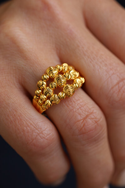 Yenigün Kuyumculuk 22 Ayar Altın Üç Sıralı Örme Dorika Toplu Tasarım Yüzük