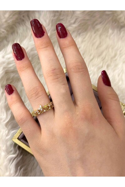 BY YASİN TOPÇU خاتم ذهبي بشريط مزدوج من الدانتيل