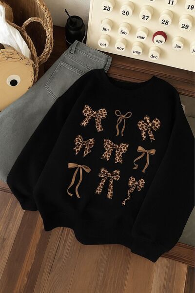 BENROMA Hanorac unisex cu 3 fire din bumbac pieptănat cu imprimeu căpșuni