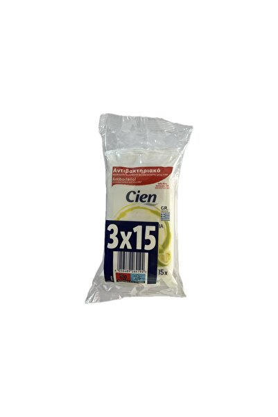 Cien مناديل مبللة لليدين 3x15 قطعة بالليمون