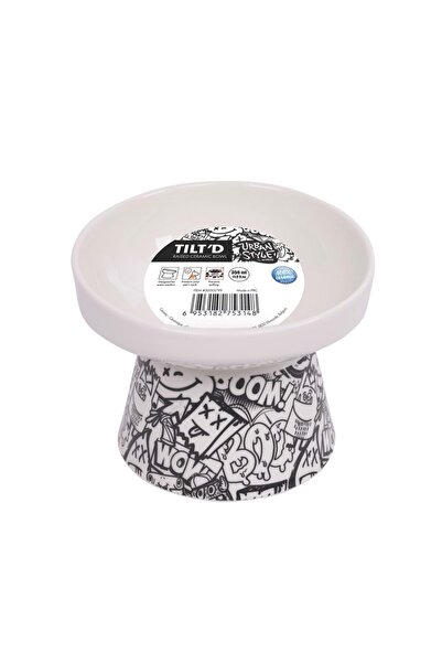 M-PETS URBAN STYLE TILTD SERAMİK MAMA KABI 350ML BLACK/WHİTE