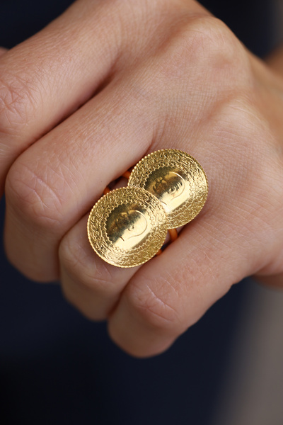 Yenigün Kuyumculuk 22 Ayar Altın İkili Çeyrek Tasarım Yüzük