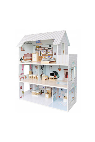 Factory Price بيت الدمية الخشبي الكلاسيكي للأطفال من ماسون مع الملحقات