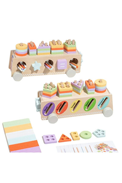 Factory Price Montessori Multifunctional Wooden Shape Sorter With Colour Sticks