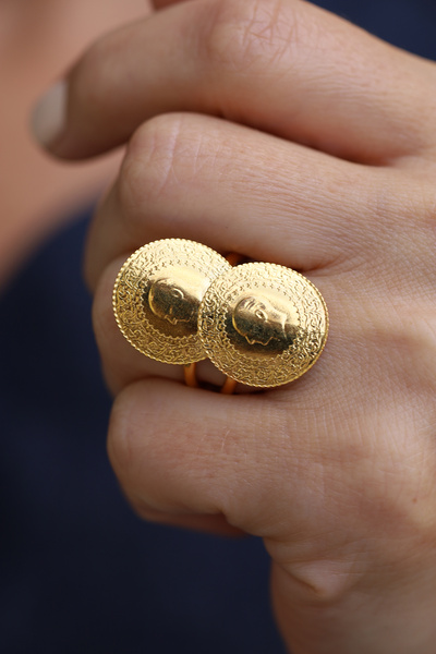 Yenigün Kuyumculuk 22 Ayar Altın İkili Çeyrek Tasarım Yüzük