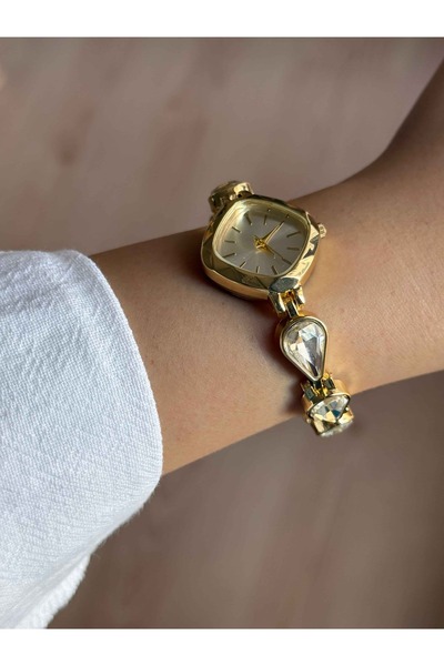 Vola Collection White Drop Stone Cord Gold Color Steel Women's Wristwatch -55