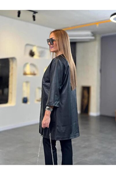 DISHI FASHİON Σχεδιασμένο δερμάτινο μπουφάν