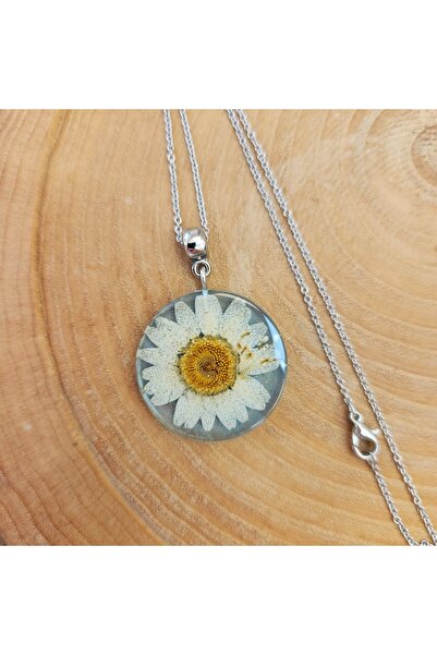 RETERNITY Gerçek Çiçek Takı Papatya Reçine Kolye