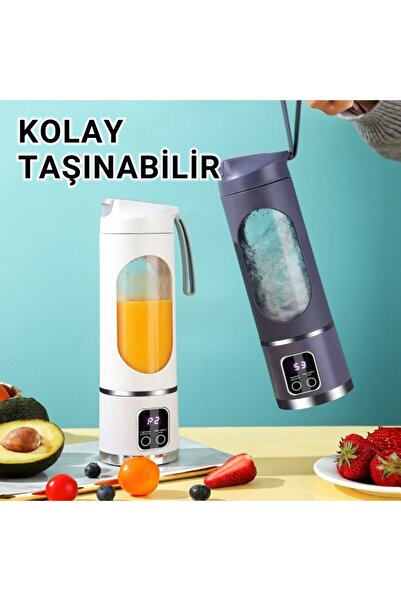 Polham 1500Mah Şarjlı Taşınabilir 12 Bıçaklı 50W Süper Güçlü Buz Kırıcı Kişisel Smoothie Blenderı