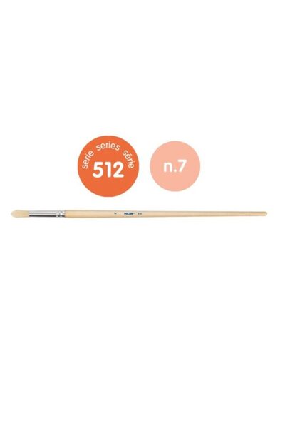Milan Brush, Round Tip, Long Handle, Material Pig Bristle, Size 7