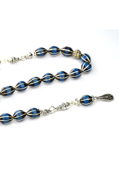 HÜNERTAŞ سبحة زازا من حجر الجالاليث وأحجار الأولتو مع نقش فضي على شكل شريحة ب...