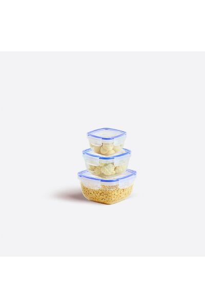 PONÇİK BEBEK 3 Piece Master Storage Container with Lid Storage Container 3 Different Sizes Square Set (275 500 900ml 3 Sizes)