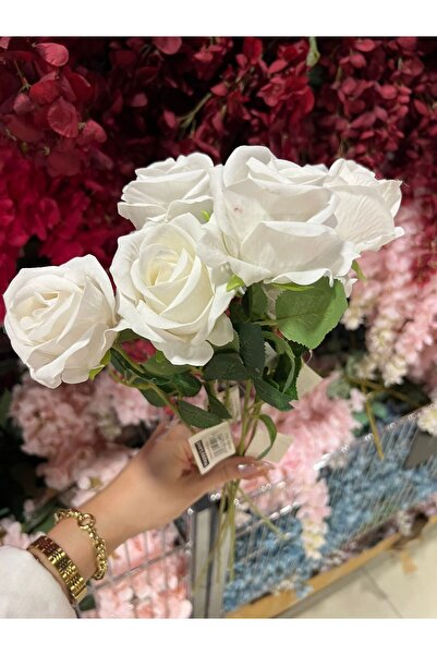 Happyland Yapay Çiçek 3 Adet Beyaz Yapay Çiçek Gül Yıldönümü Evlilik teklifi ...