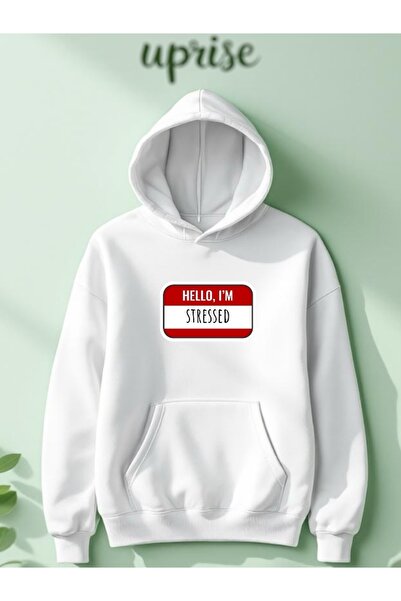 Vordevia Γεια σας, είμαι στρες, φούτερ με τύπωμα βαμβακερό με oversized κλωστ...