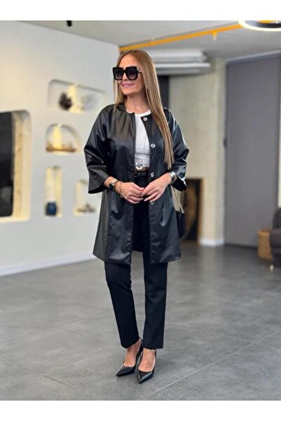 DISHI FASHİON Σχεδιασμένο δερμάτινο μπουφάν