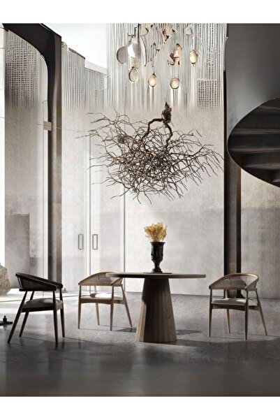 Gazzini Furniture Neptün Ceviz Ahşap Masa Sandalye Takımı 120x120