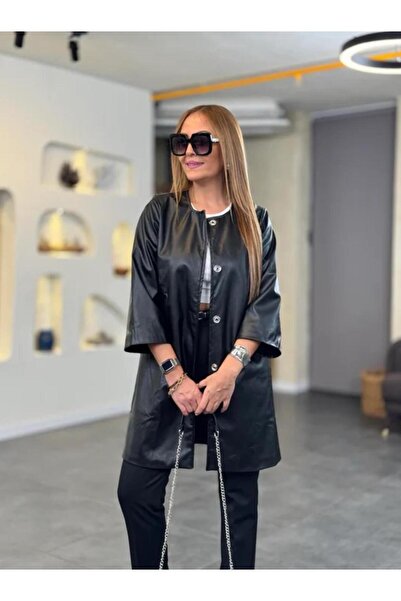 DISHI FASHİON Σχεδιασμένο δερμάτινο μπουφάν