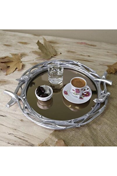 Magic Home Selim Dekor Mavera Mirrored Tray Silver