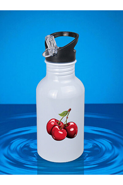 lili hediyelik Cherry Printed Water Bottle 600 ml - Girl's Water Bottle, Girl's Water Bottles