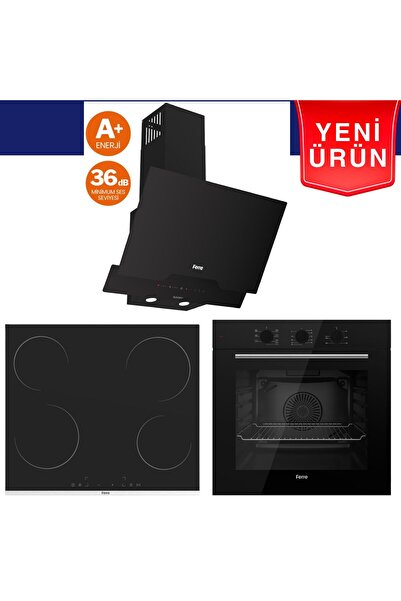 Ferre SilenArt Yeni Seri Ultra Sessiz Siyah Ankastre Set ( QBL62CS + Ms261+ D...