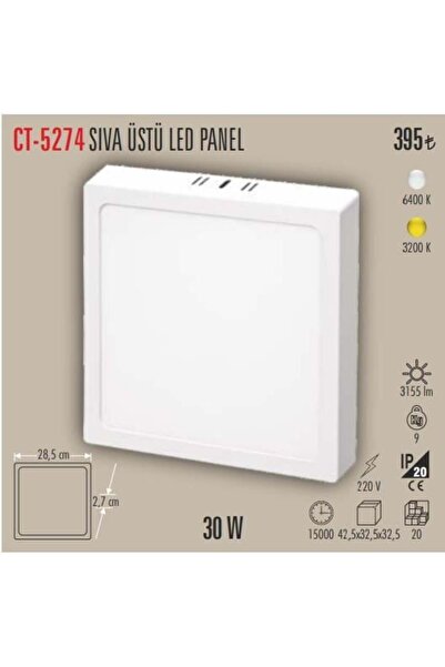 Cata CT-5274 30W Sıva Üstü KARE LED Panel – 6500K Beyaz Işık