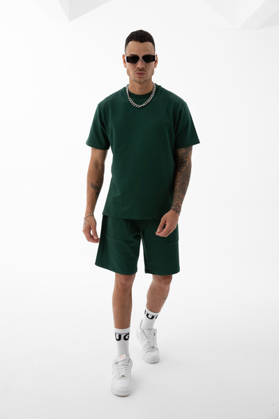 Kozik Men's Shorts Set High Quality 100% Cotton Basic T-Shirt & Shorts Combination Relaxed Casual Set