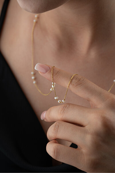 Silvano Jewelry 925 Ayar Gümüş İncili Zincir Kolye