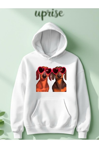 Vordevia Hanorac Dogs cu imprimeu Cotton 3 Thread O supradimensionat