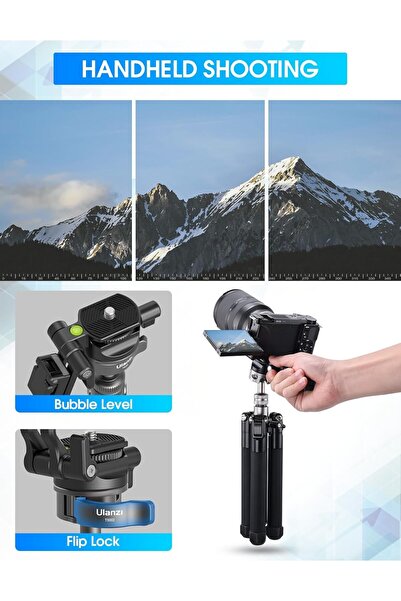 ulanzi MT-63 Mini Tripod 57" Foldable Aluminum Extendable with 2-in-1 Clip, 360° Ball Head, 5kg Loa