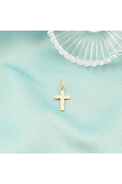 Bijuteria SORELLY 14k Gold Cross Pendant with Stripes