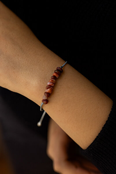 LOVELOTUS سوار من العقيق الطبيعي المكسور مع سلسلة مصعد