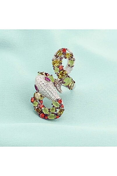 Bijuteria SORELLY Inel Argint Sarpe cu Pietre Cuart Verzi 15