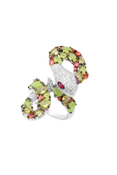 Bijuteria SORELLY Inel Argint Sarpe cu Pietre Cuart Verzi 15