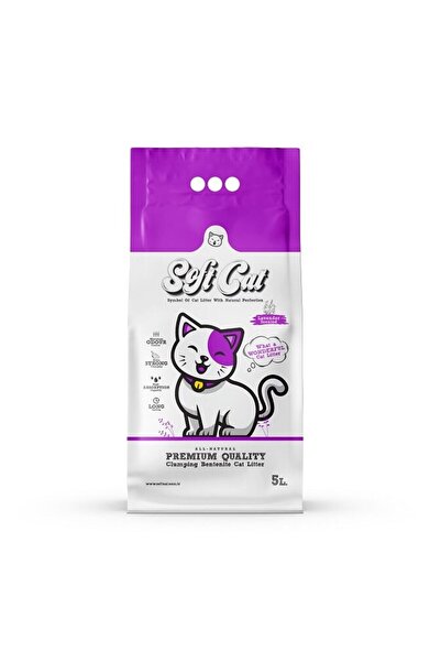 Soft Cat Asternut Igienic Alb Pentru Pisici SOFTCAT, 5L, aroma de Lavanda