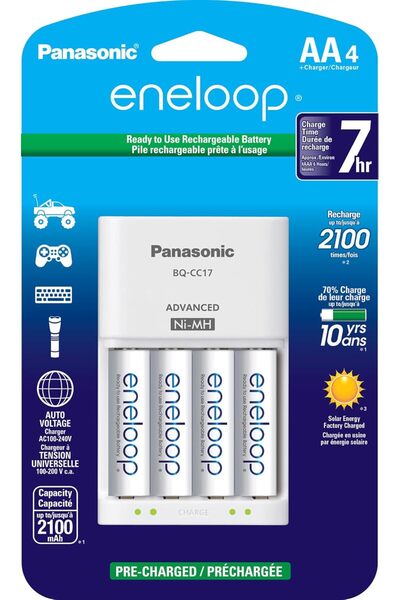 Eneloop مجموعة شاحن بطارية باناسونيك K-KJ17MCA4BA المتقدمة ذات الخلايا الفردي...