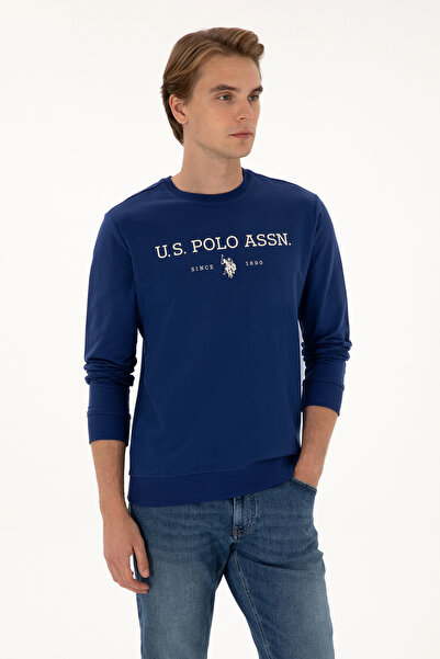 U.S. Polo Assn. Erkek Regular Fit Bisiklet Yaka İndigo İnce Basic Sweatshirt 50313743-VR028