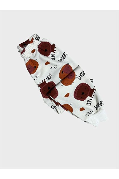 tusem butik homewear Σετ παιδικών βαμβακερών λευκών πιτζάμες με σχέδιο καμηλοπάρδαλης λιονταριού σαφάρι