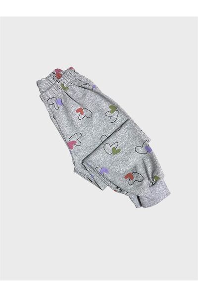 tusem butik homewear Σετ παιδικών πιτζάμες από βαμβακερό γκρι μακρυμάνικο σχέδιο καρδιάς για την εποχή