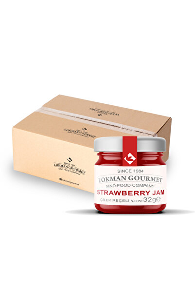Lokman Gourmet Organik Çilek Reçeli Kavanoz 32 gram 50 li Paket - Kahvaltılık, Doğal Lezzet