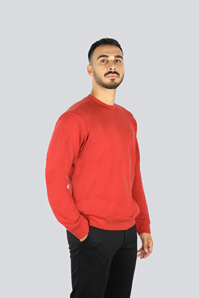 PAUL&SHARK Men's Regular Fit Logo Patterned Round Neck Cotton Long Sleeve Red Sweatshirt 15311861-636