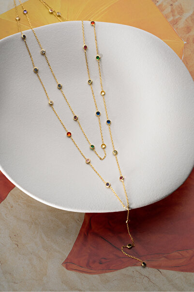 Silvano Jewelry 925 Ayar Gümüş Mix Taşlı Salaş Kolye