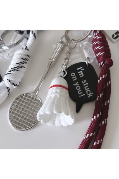 Fivy Badminton Ball and Racket Detailed Bag Charm, Keychain