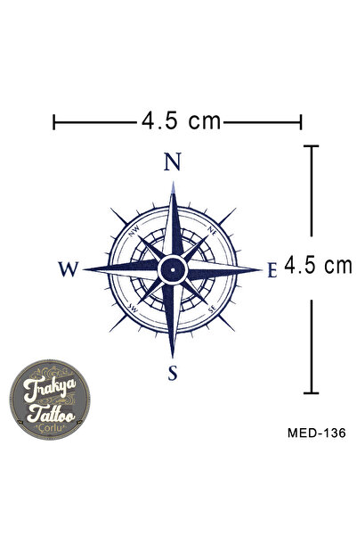 Trakya Tattoo Yarı Kalıcı Dövme Geçici Pusula Dövmesi MED-136