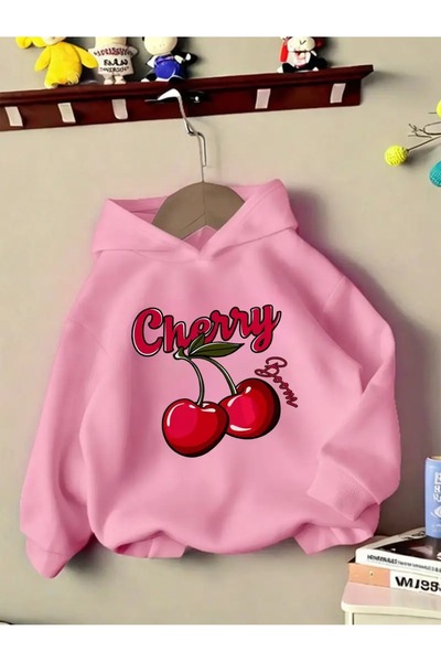 oneagılyazı Winter Hooded Sweatshirt, Children's Cherry Printed