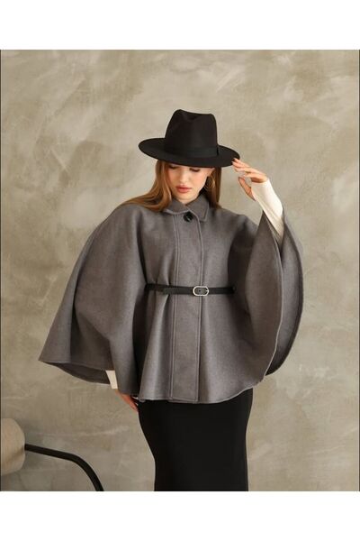 OTAKU Women's Belted Cape Poncho Coat