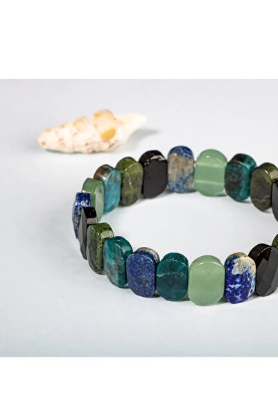 Deniz Doğal Taş Certified Taurus Natural Stone Wide Cut Men's Bracelet