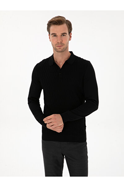 Cacharel Black Slim Fit Wool Blend Polo Neck Knitwear Sweater 50311890-Vr046