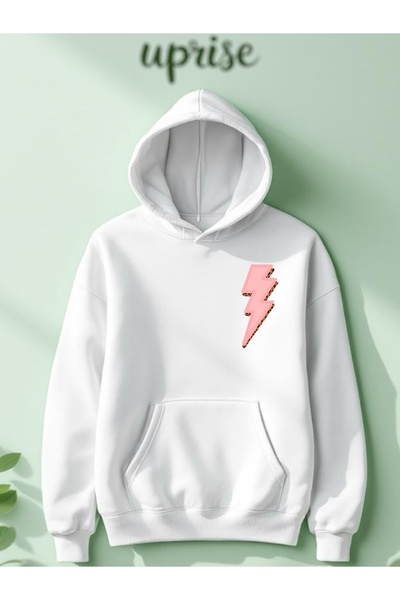 Şimşek Baskılı Pamuklu 3 İplik Oversize Sweatshirt